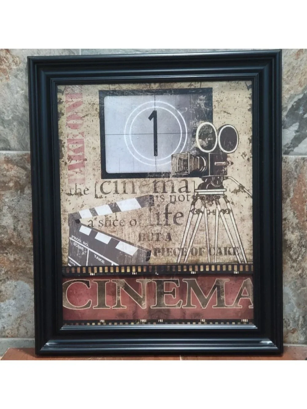 Framed Cinema Wall Art Movie Theater Quote Sign Art Slice of Life Piece of Cake